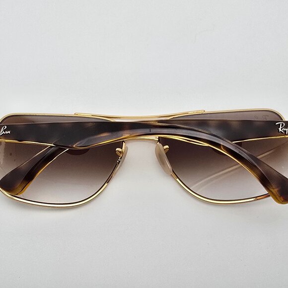 Ray-Ban RB3483 001/51 Matte Arista Gold Frame Light Brown Len Aviator Sunglasses - Picture 10 of 16